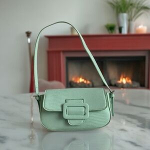 BAGUETTE Buckle Flap Shoulder Bag PU Leather Handbag Women’s Shoulder Bag Purse